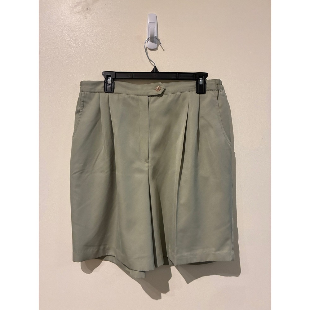 Coral Bay Golf Plus‎ Womens 16W Khaki Pleated Bermuda Shorts Made in USA